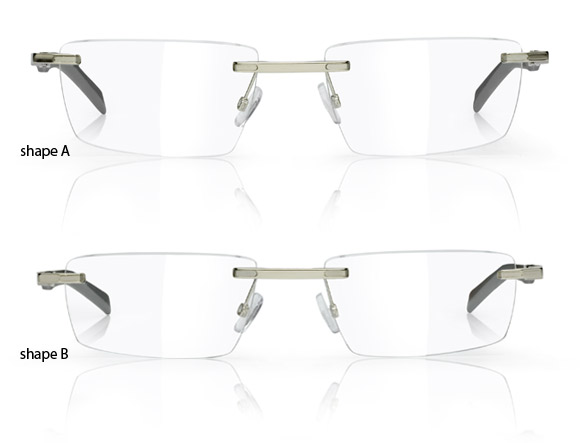 Spyllo™ rimless is available with 2 different lens shapes Spyllo™ rimless is available with 2 different lens shapes